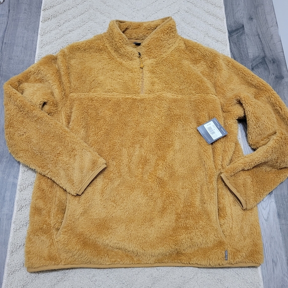 Eddie Bauer Quest Plush Fleece 1/4 Zip Mustard Pullover New With tags - Picture 2 of 9